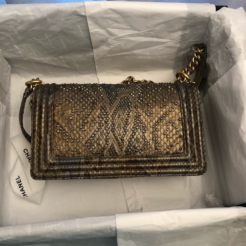 SOLD❌Chanel Boy Phyton With Swarovski Crystals - Picture 14 of 16